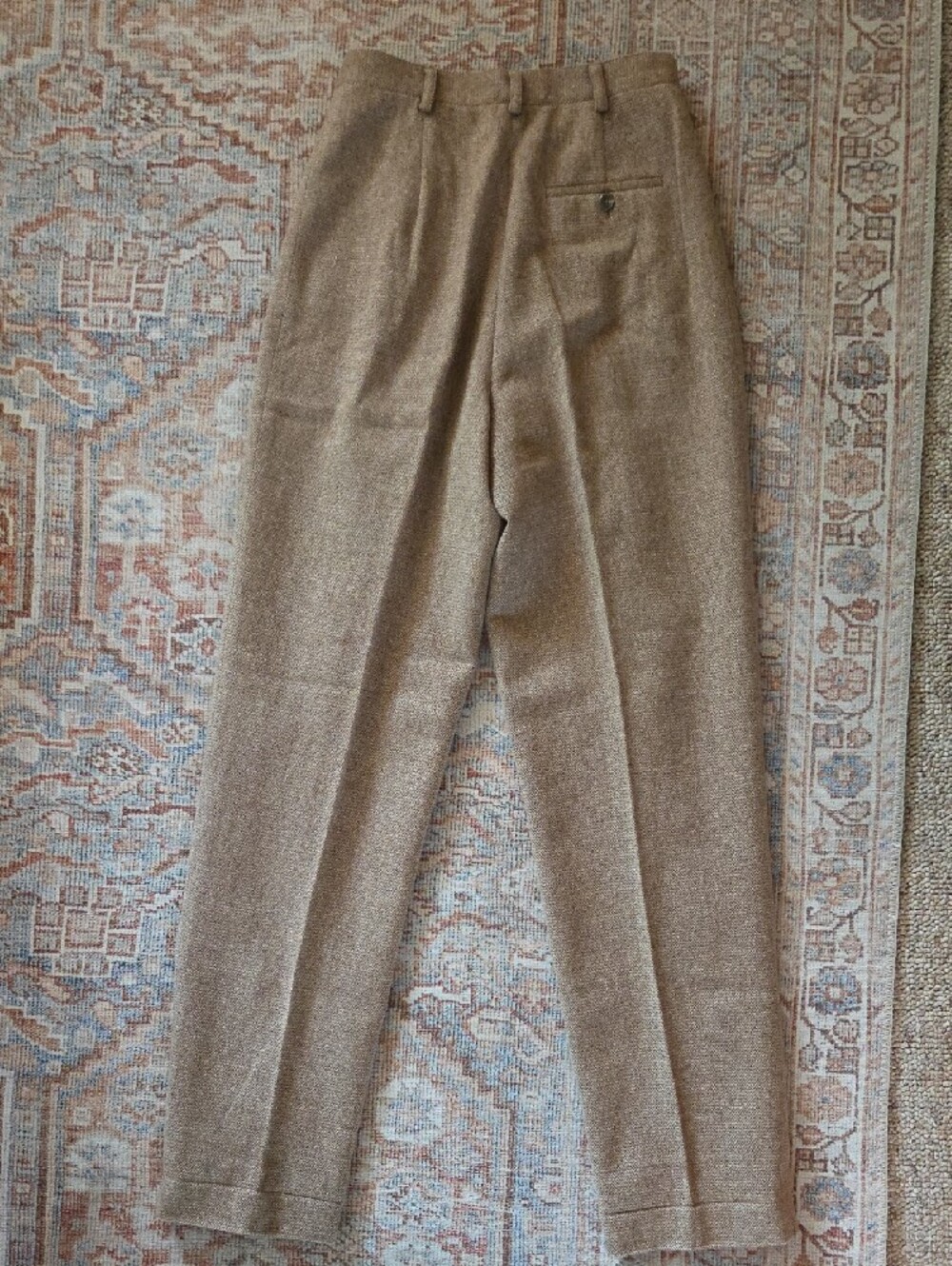 Lauren Ralph Lauren Pleated High-Rise Vintage Trousers in Brown Tweed - Picture 7 of 9
